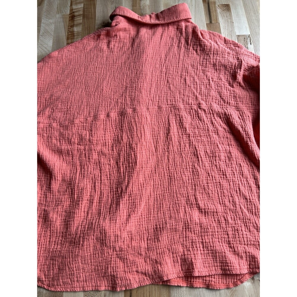 Women's Oversized Long Sleeve Button Up 100% Cotton Gauze Crinkle Slouchy XXL - Picture 4 of 9